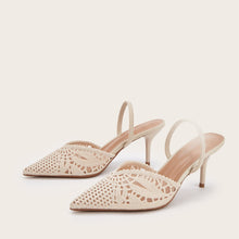 Load image into Gallery viewer, Women's Knitted Cutout Slingback Heeled Sandals – Pointed Toe High Heels