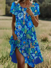Load image into Gallery viewer, Ethnic Print Midi Dress – Scoop Neck Geometric Pattern Boho Dress
