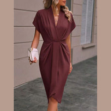 Load image into Gallery viewer, Pleated A-Line Midi Dress – V-Neck Sleeveless Summer Dress