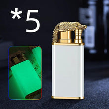 Load image into Gallery viewer, Mandotos Creative Blue Flame Lighter Dolphin Dragon Tiger Metal Windproof Double Flame Refillable