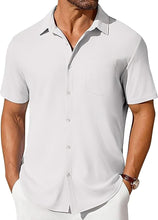 Load image into Gallery viewer, Mens Short-sleeve Button-up Wrinkle- And Crease-resistant Shirt