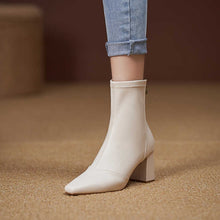 Load image into Gallery viewer, Soft Leather Zip-Back Velvet-Lined Skinny Boots — Sleek Heels