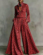 Load image into Gallery viewer, Leopard Print Wide-Leg Pants Set – Women’s Casual Two-Piece