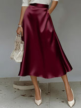 Load image into Gallery viewer, Women's Satin Solid Color Mid-Length Skirt – Slight Stretch
