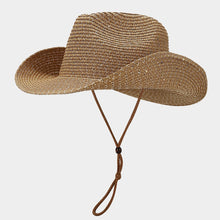 Load image into Gallery viewer, Women's Panama Straw Woven Sun Hat – Windproof Sequin Detail Beach Hat