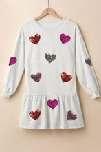 Load image into Gallery viewer, Cute Heart Round Neck Long Sleeve Mini Dress Stylish Dress for Women Girls Simple Charming Dress