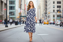 Load image into Gallery viewer, Women’s Floral Patchwork Three-Quarter Sleeve Dress