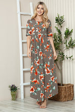 Load image into Gallery viewer, Floral Round Neck Short Sleeve Maxi Tee Dress – Casual and Comfortable Floral Maxi Dress with Relaxed Fit and Short Sleeves