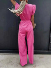 Load image into Gallery viewer, Ruffled Round Neck : Cap Sleeve Jumpsuit