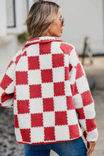 Load image into Gallery viewer, Elegant Checkered Snap Down Long Sleeve Teddy Jacket Soft & Warm Colorful Jacket