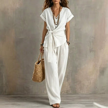 Load image into Gallery viewer, Women's V-Neck Short-Sleeve Top & Pants Two-Piece Set