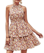 Load image into Gallery viewer, Summer Printed Halter Dress Fashion Boho Backless Ruffled A-Line Beach Dresses For Womens Clothing