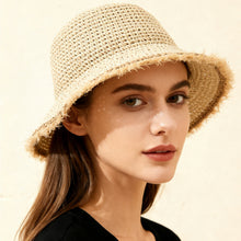 Load image into Gallery viewer, Women's Wide-Brim Fringed Woven Straw Hat | Beach & Vacation Sun Hat