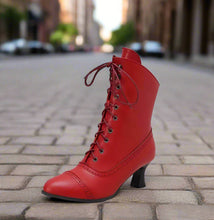 Load image into Gallery viewer, Women’s High Heel Martin Boots – British Style Motorcycle Fashion