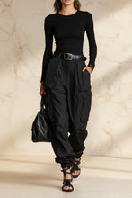 Load image into Gallery viewer, Women's High-Waist Cargo Parachute Pants with Elastic Ankle Cuffs