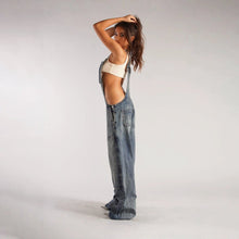 Load image into Gallery viewer, Y2K Denim Overalls - Zipper Suspender Jumpsuit Streetwear