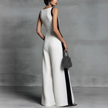 Load image into Gallery viewer, Women's Sleeveless V-Neck Contrast Color Wide-Leg Jumpsuit