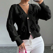 Load image into Gallery viewer, Women's Bow Cropped Cardigan