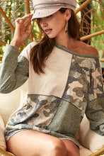 Load image into Gallery viewer, Women’s Color Block Camo T-Shirt – Casual Round Neck with Out Stitching