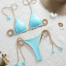 Load image into Gallery viewer, New Festival Flame Halter Bikini Set for Women – Triangle V-Neck Backless Two-Piece Swimsuit with Tie Side Bottoms & Adjustable Lace-Up Fit – Sleek Polyamide Swimwear for Koningsdag/King’s Day & Summer Beach Celebrations