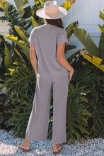 Load image into Gallery viewer, Solid Corded T-Shirt and Pants Set