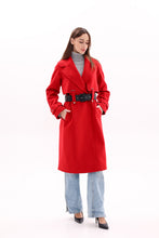 Load image into Gallery viewer, Karina Belted Wool Cashmere Blend Overcoat in Ruby