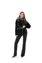 Load image into Gallery viewer, Bari Genuine Astrakhan Silver Fox Trim Coat