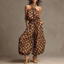 Load image into Gallery viewer, Women's Polka Dot Halter Neck Wide-Leg Jumpsuit | Boho Beach Vacation Jumpsuit