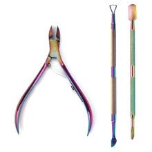 Load image into Gallery viewer, 4 Pcs/Set Professional Stainless Steel Nail Cutter Scissor Nippers Muti Function Cuticle Pusher Remover Nail Care Manicure Kits