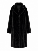 Load image into Gallery viewer, Faux Mink Effect Fur Coat in Black