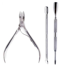Load image into Gallery viewer, 4 Pcs/Set Professional Stainless Steel Nail Cutter Scissor Nippers Muti Function Cuticle Pusher Remover Nail Care Manicure Kits