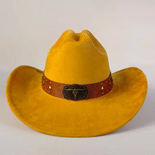Load image into Gallery viewer, western Premium suede cowboy hat stylish men's and women's fedora Suede Panama hat perfect for outdoor festive activitieswestern