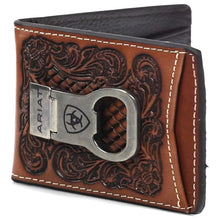Load image into Gallery viewer, Ariat Embossesd Floral Basketweave - Men's Bi-Fold Money Clip Wallet