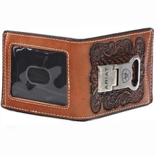 Load image into Gallery viewer, Ariat Embossesd Floral Basketweave - Men's Bi-Fold Money Clip Wallet