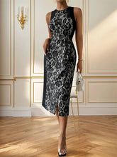 Load image into Gallery viewer, 🌹 Slit Rose Round Neck Sleeveless Midi Dress