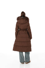 Load image into Gallery viewer, Genuine Silver Fox Fur Trim Down Coat