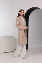 Load image into Gallery viewer, Geneva Classic Wraparound Wool Blend Overcoat in Beige