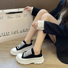 Load image into Gallery viewer, Lace-Up Round Toe Platform Sneakers – Canvas Chunky Sole