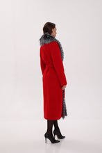 Load image into Gallery viewer, Genuine Silver Fox Virgin Wool Wrap Coat in Red