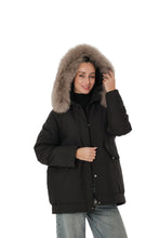 Load image into Gallery viewer, Genuine Polar Fox Camel Wool Blend Coat