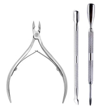 Load image into Gallery viewer, 4 Pcs/Set Professional Stainless Steel Nail Cutter Scissor Nippers Muti Function Cuticle Pusher Remover Nail Care Manicure Kits