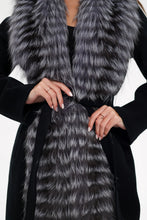 Load image into Gallery viewer, Genuine Silver Fox Virgin Wool Wrap Coat in Black