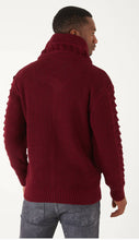 Load image into Gallery viewer, Lagos Red Men's Burgundy Button Up Sweater | Solid Striped