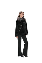 Load image into Gallery viewer, Bari Genuine Astrakhan Silver Fox Trim Coat