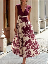 Load image into Gallery viewer, Women's Elegant Sleeveless Deep V-Neck Printed Maxi Dress with Irregular Hem