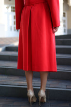 Load image into Gallery viewer, Band Collar Wool Blend Coat in Red