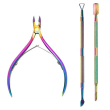 Load image into Gallery viewer, 4 Pcs/Set Professional Stainless Steel Nail Cutter Scissor Nippers Muti Function Cuticle Pusher Remover Nail Care Manicure Kits