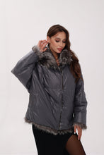 Load image into Gallery viewer, Reversible Genuine Silver Fox Down Fill Coat