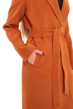 Load image into Gallery viewer, Windsor Classic Wraparound Cashmere Blend Overcoat in Cinnamon