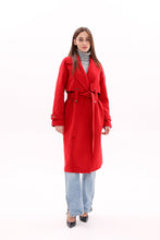Load image into Gallery viewer, Karina Belted Wool Cashmere Blend Overcoat in Ruby